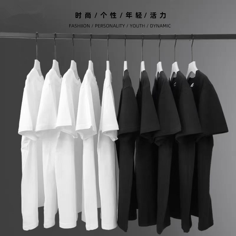 Summer 230g heavy weight cotton short sleeve T-shirt men's round neck loose solid color base shirt tide brand T-shirt light plate wholesale Summer 230g heavy weight cotton short sleeve T-shirt men's round neck loose solid color base shirt tide brand T-shirt light plate wholesale