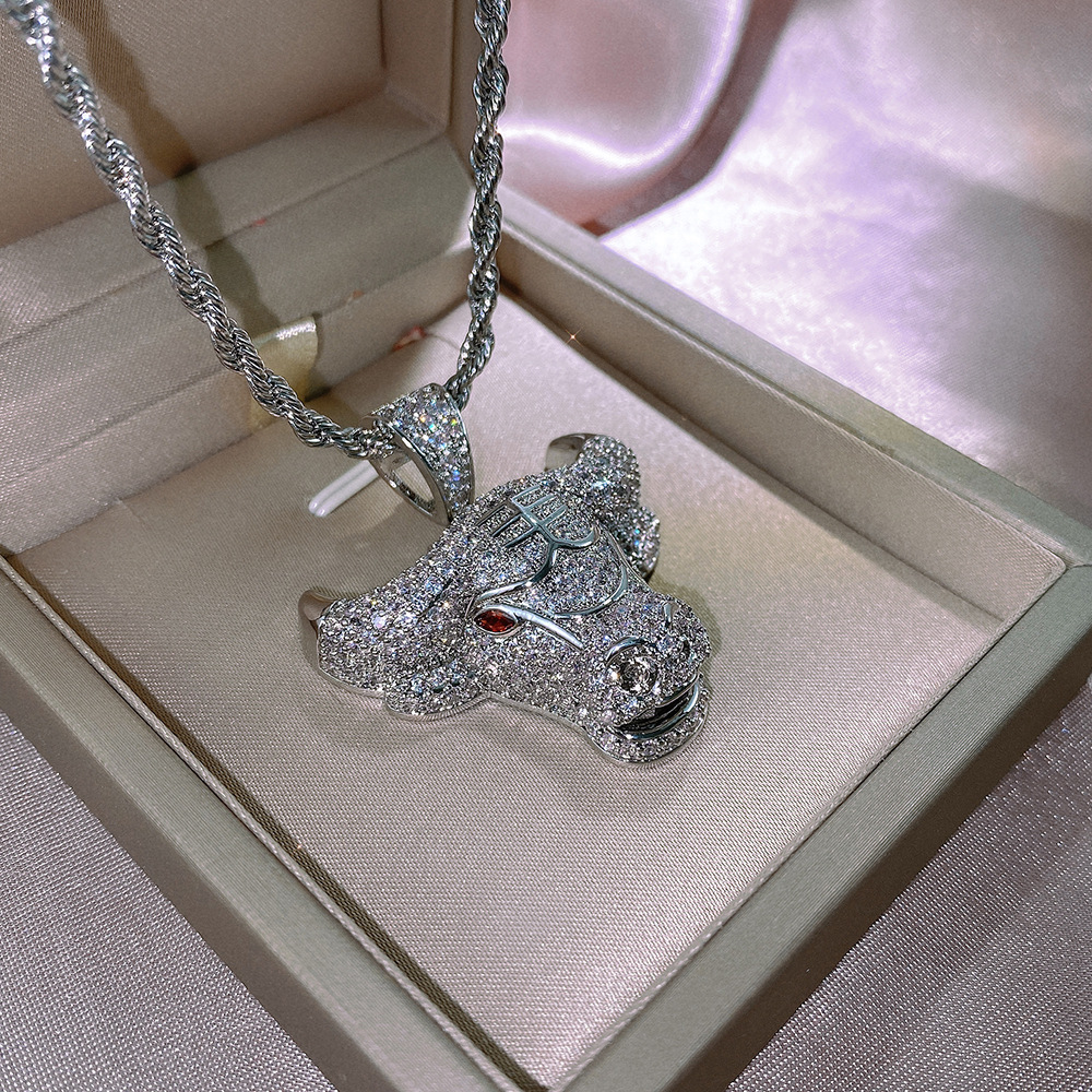 new creative zodiac bull head pendant necklace copper micro-inlaid zircon necklace