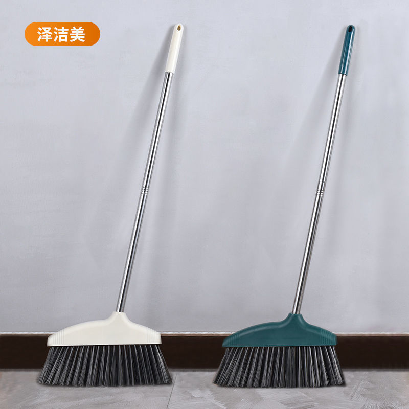 ほうき家庭用柔らかい毛シングル延長掃除ノンスティックヘアロングハンドル兼用ほうきとちりとりセット浴室用|undefined