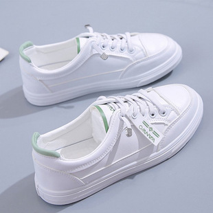 Leather White Shoes Women's Shoes 2024 New Spring and Summer All-match Shallow Mouth Shoes Soft Sole Shoes Sports Casual Skate Shoes