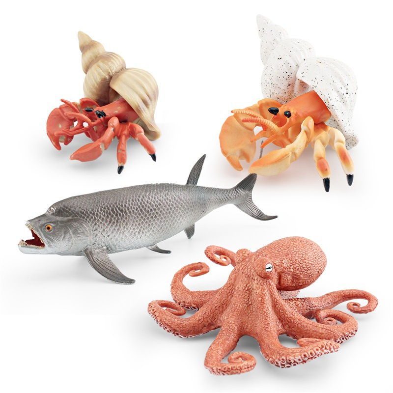Simulación transfronteriza Marina modelo animal submarino biológico pulpo espada tiro peces cangrejo ermitaño escritorio decoración adornos estáticos