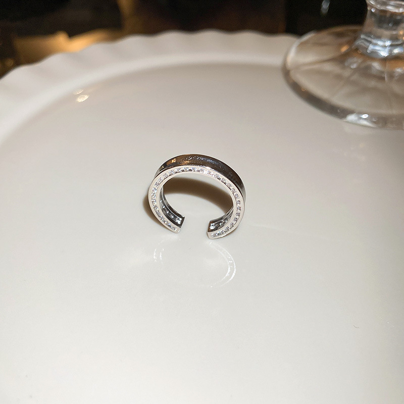 Fashion Geometric Heart Shape Copper Inlaid Zircon Open Ring