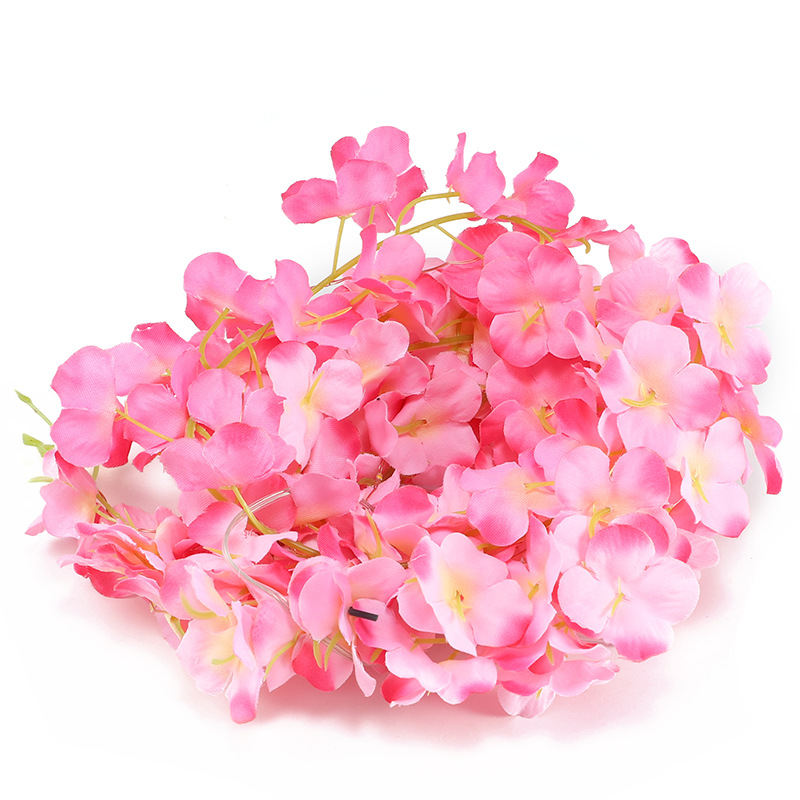 Transfronteriza nueva Hortensia ratán LED lámpara de alambre de cobre Casa Nórdica hoja verde luz decorativa Cadena de luz de color canal de fotos