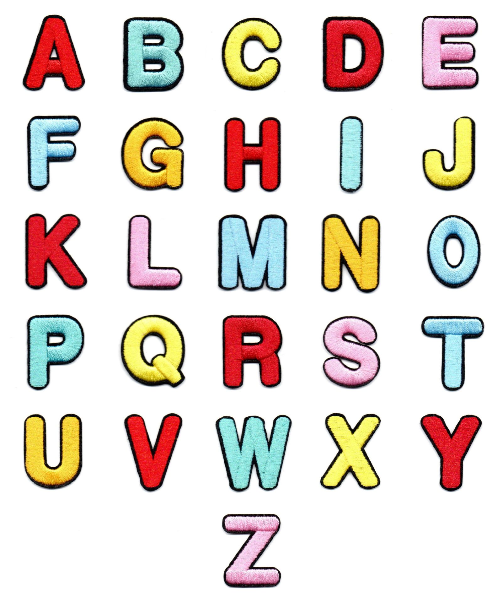 厂家刺绣电脑绣花英文字母背胶布贴学校幼儿园学号布贴数字补丁贴