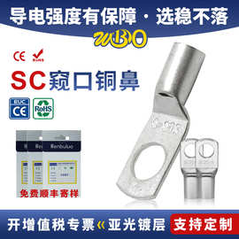 窥口铜鼻子SC6-10-16-25平方接线端子紫铜电缆电线压线耳冷压端子