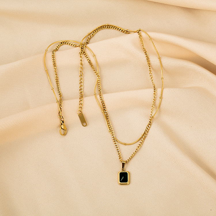 Fashion Geometric Stainless Steel Plating Zircon Pendant Necklace 1 Piece