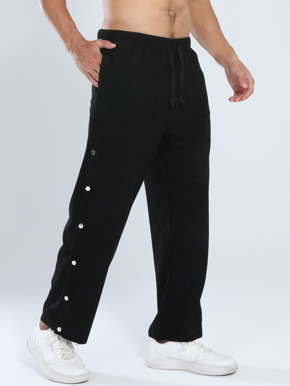 Músculos locos nuevos pantalones largos masculinos de primavera y otoño retro americano rayas verticales relajadas pantalones casuales de pecho suelto en todas las fronteras