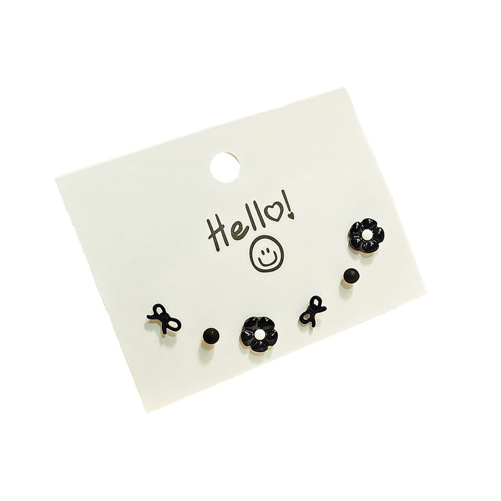 Juego de pendientes de aguja plateados, sencillos y compactos para mujer, pendientes geométricos en forma de corazón, bonitos, dulces y versátiles, venta al por mayor para puestos de mercado