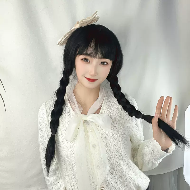 美剧星期三动漫cos假发亚当斯一家整头双辫麻花辫子舞台演出道具
