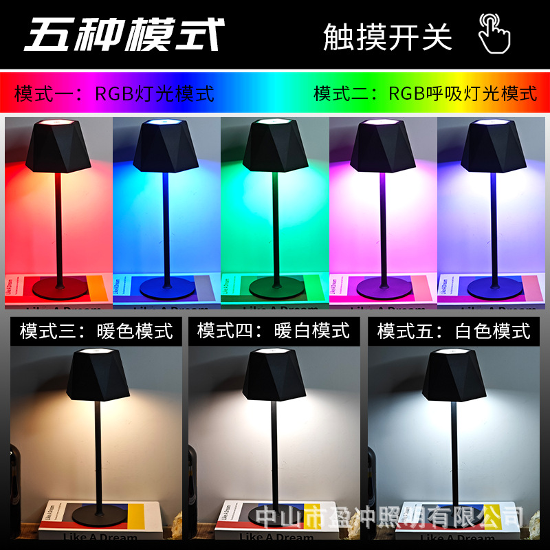 Lámparas de escritorio led de explosión transfronteriza simple retro café atmósfera lámpara de mesa lámpara de mesa touch USB recargable lámpara de escritorio