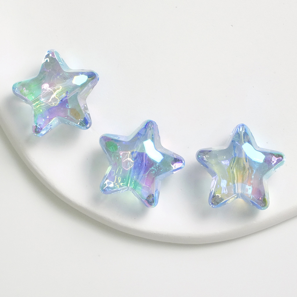 Transparente UV color mágico corte estrella de cinco puntas amor acrílico DIY pulsera material de cuentas accesorios de la joyería al por mayor