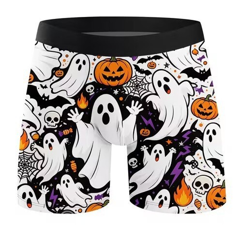 TEMU cross-border best-selling Halloween-themed, quirky, digitally printed, American-style trendy men's underwear, boxer briefs TEMU cross-border best-selling Halloween-themed, quirky, digitally printed, American-style trendy men's underwear, boxer briefs