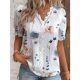 2023 Independent station wish Amazon explosions summer V collar lace stitching printed shirt shirt women's clothing