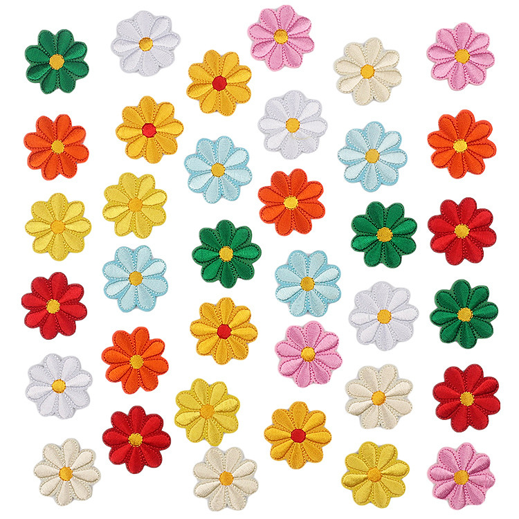 Yi Nian bordado de computadora multicolor Margarita insignia girasol mezclado bordado tela pegatina sombrero bolsa Decoración Accesorios