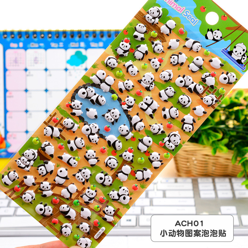 Xiaohongshu 新しい漫画動物発泡ステッカー小粒子バブルステッカー 3D 立体 diy 装飾ステッカー Doudou|undefined