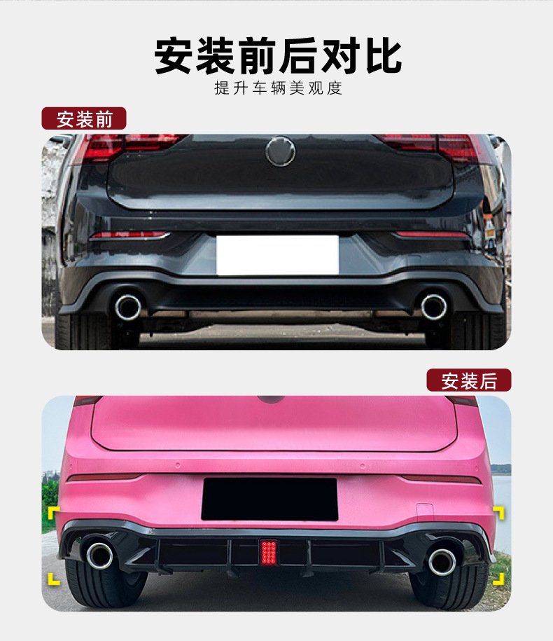 Suitable for Volkswagen Golf 8, Golf Mk8 Rline Gti with Lighted Rear Lip Spoiler Modification