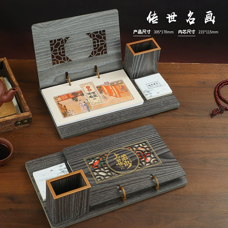 Wooden desk calendar, custom-made, ethnic style