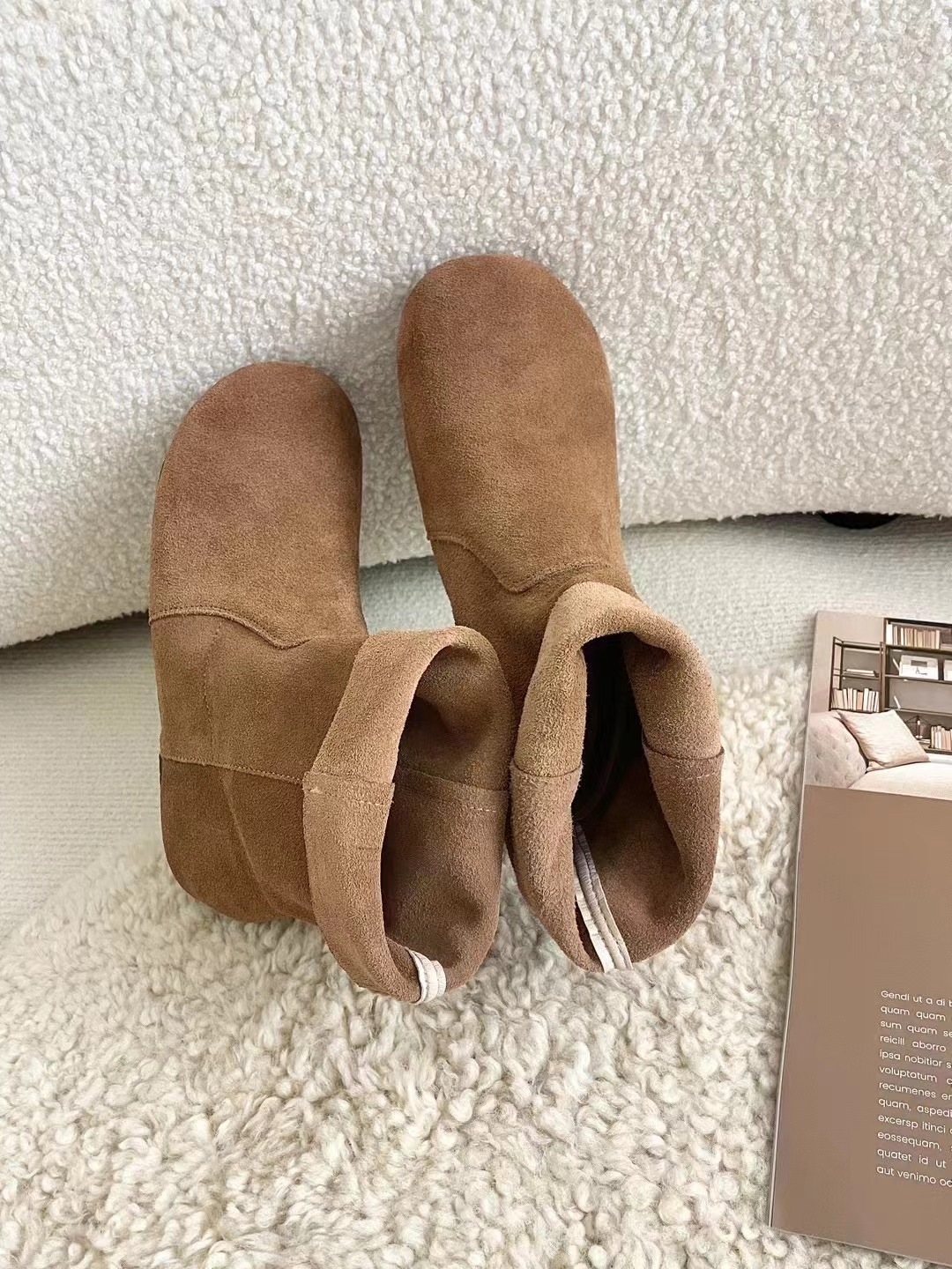 Chaussures ShoeVault en cuir suédé véritable pour femme, modèle Martin, collection automne-hiver 2024, style rétro, bout rond, souple, confortable et polyvalent._voghion.com