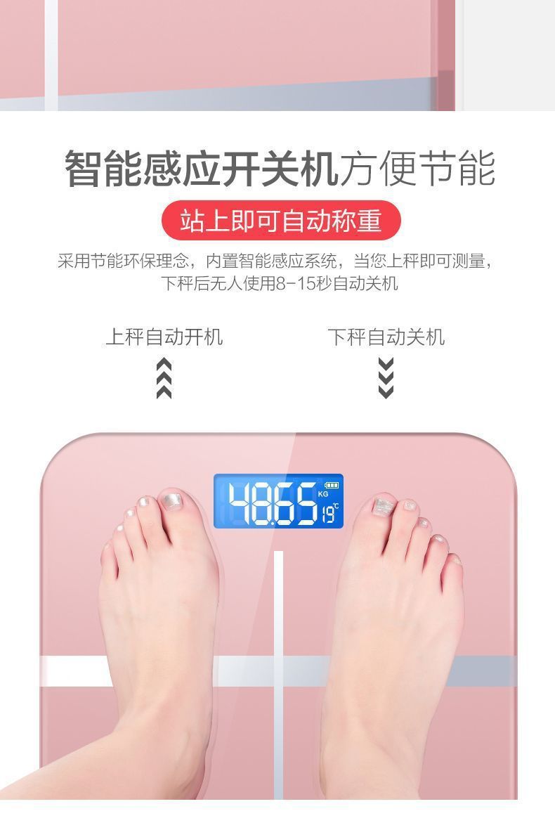 Rechargeable Electronic Body Scale Home Portable* Rose Gold Rechargeable Model 1