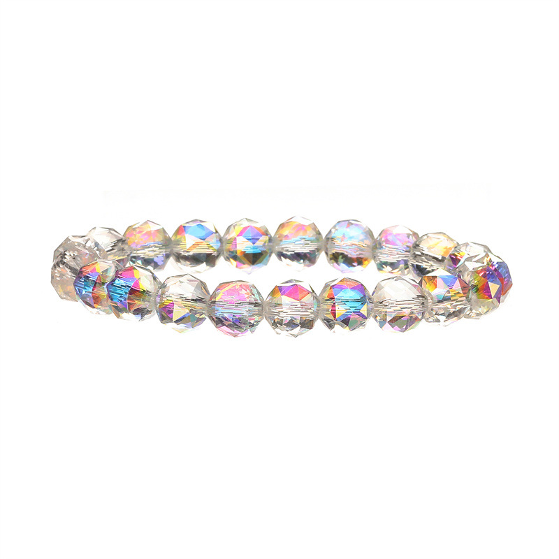 Transfronterizo Amazon TEMU venta caliente 10mm pulsera de cristal natural multicolor cortada cuerda elástica pulsera con cuentas al por mayor