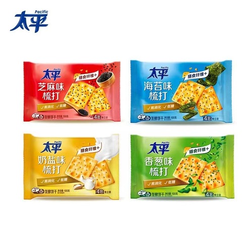 Peace Soda Crackers 100g*24 Bags Full Carton Salty Milk Onion Flavored Biscuits Wholesale