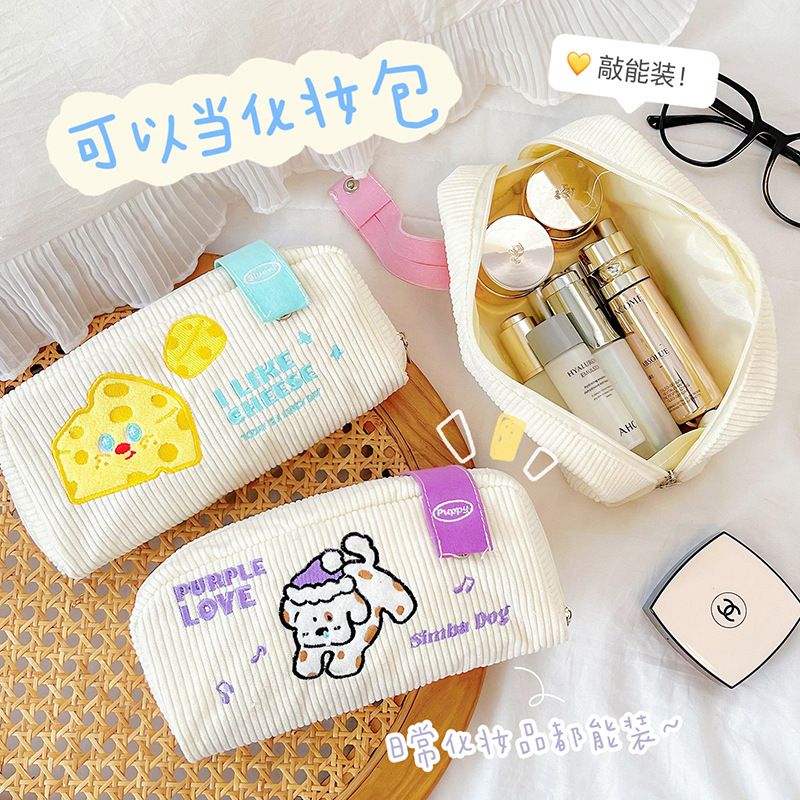 Lindo estuche de lápices bordado ins bolsa de papelería de gran capacidad caja de papelería de estudiante bolsa de lápiz simple bolsa de almacenamiento de cosméticos