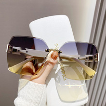 2024新款墨镜高级感无框太阳镜女款防紫外线开车街拍韩版女士眼镜
