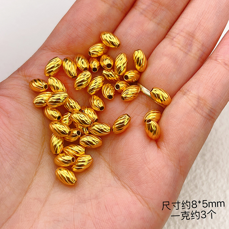 S925 Silver by the Gram Plated with 24K Gold Spacer Beads Olive Beads Handmade DIY Bracelet Necklace Accessories Gold Beads Loose Beads Jewelry