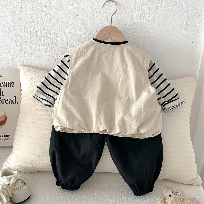婴儿马甲春秋季宝宝衣服上衣新生儿春装薄款工装背|undefined