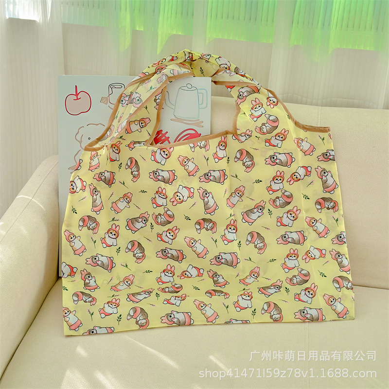 鲨鱼猫购物袋无纺布可折叠买菜袋子布袋子史迪仔labubu卡通环保袋|undefined