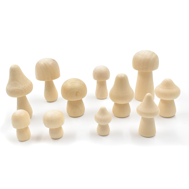 Creative Children's Wooden Mushroom Toy DIY Painted Solid Wood Mushroom Tree Modern Minimalist Home Mini Ornament