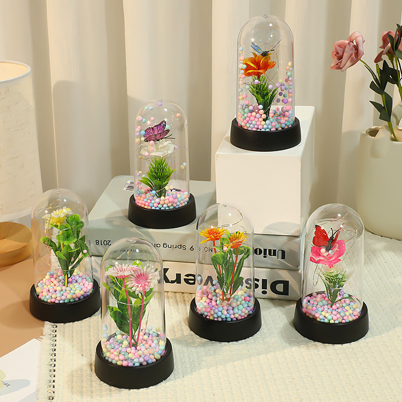 ロマンチックなバレンタインデー520告白プレゼント誕生日プレゼントシミュレーション花led発光蝶金箔花飾り|undefined