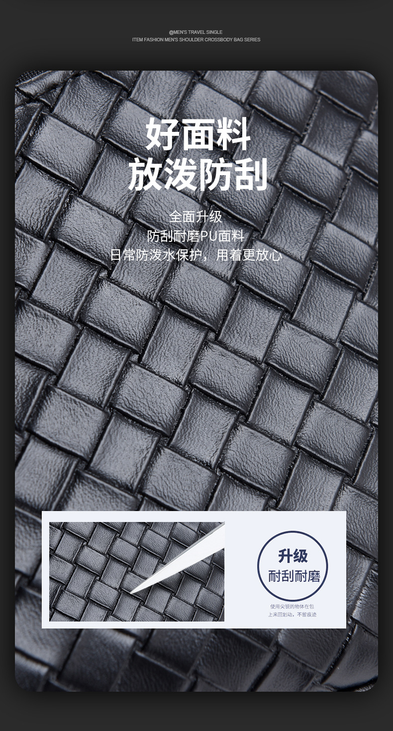 New trendy men's PU soft leather chest bag, simple single-shoulder bag, waterproof casual business crossbody bag, coin purse wholesale undefined