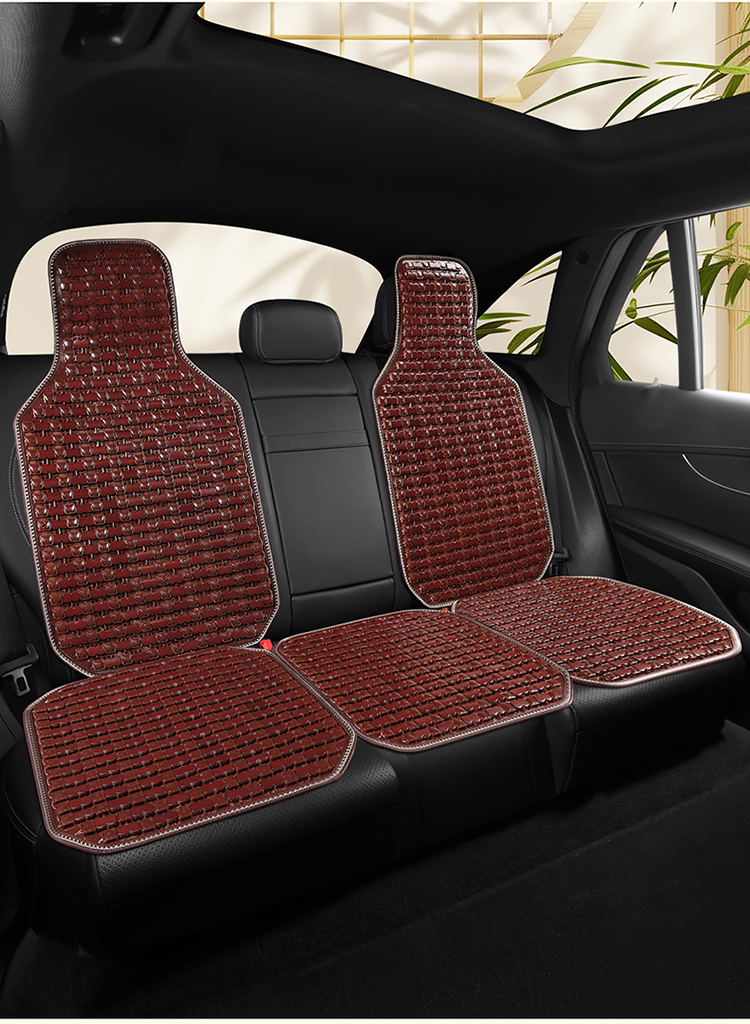 2026 New Summer Bamboo Car Seat Cushion Set, Suitable for All Seasons, Ventilated and Breathable Massage Lumbar Cushion for Trucks, Multi-Piece Set