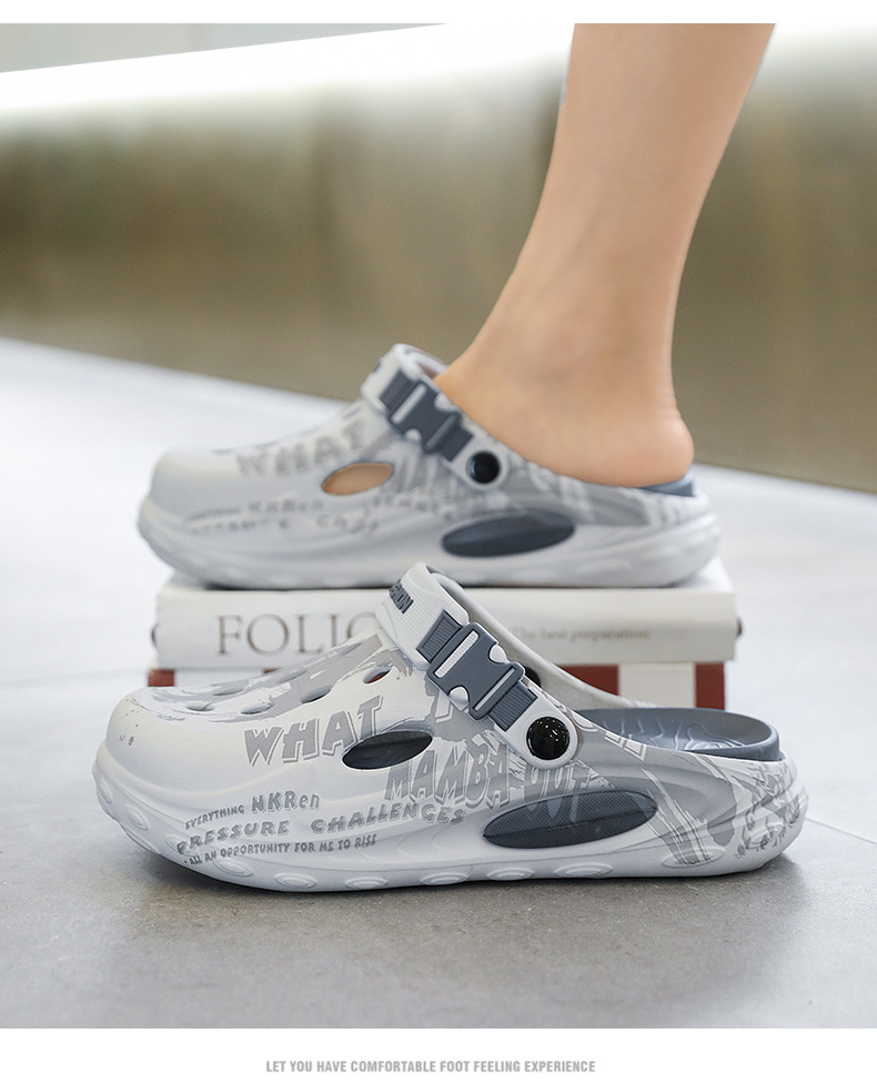 Two-tone Clogs With Thick Non-slip Soles, Trendy Casual Sandals_voghion.com