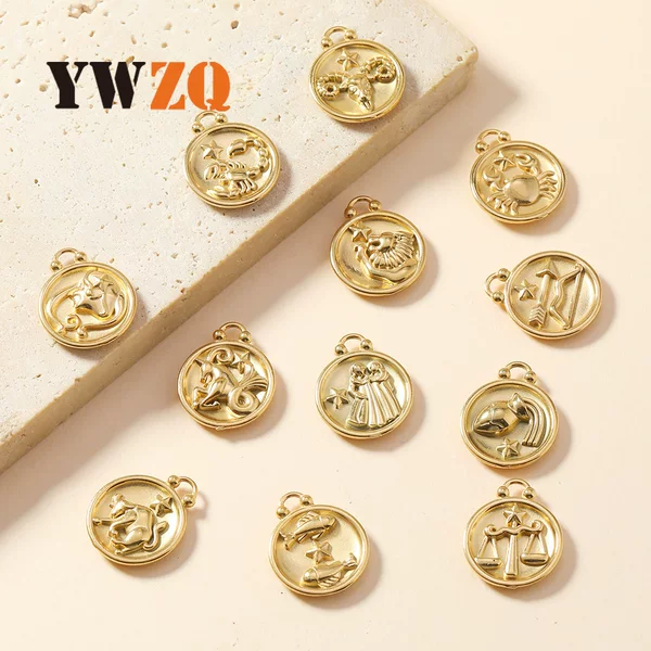 Single Pendant European and American Hot Selling Twelve Constellation Cast Pendant Bracelet Necklace DIY Accessories 18K Stainless Steel Jewelry