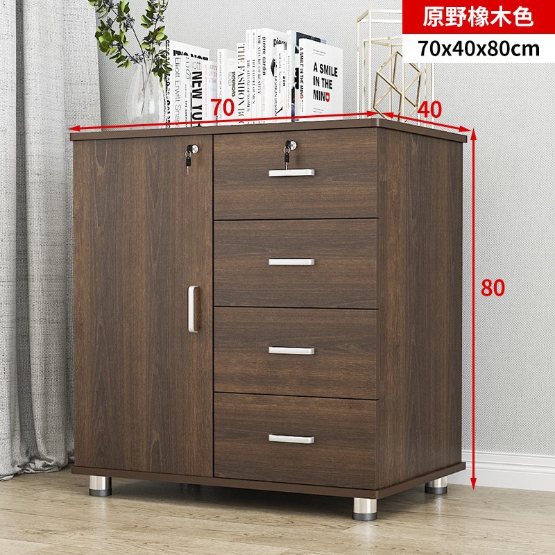 W*文件柜移动办公柜子资料柜办公室收纳落地木质矮柜带锁抽屉小柜