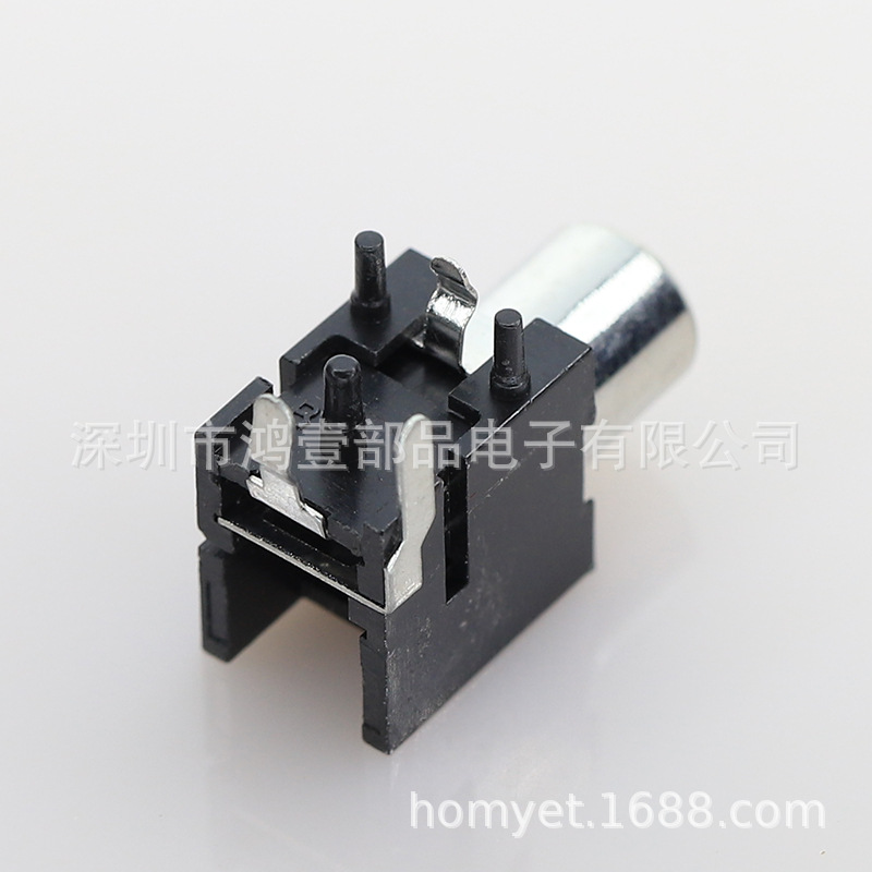 Hongyi Parts Rca Jack 3-Pin with Positioning Av Socket Black with Switch Video Socket