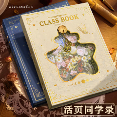 中学生・高校生向けの中空レトロ油絵クラスメイト卒業記念アルバム、見た目の良い男女学生のメッセージブック