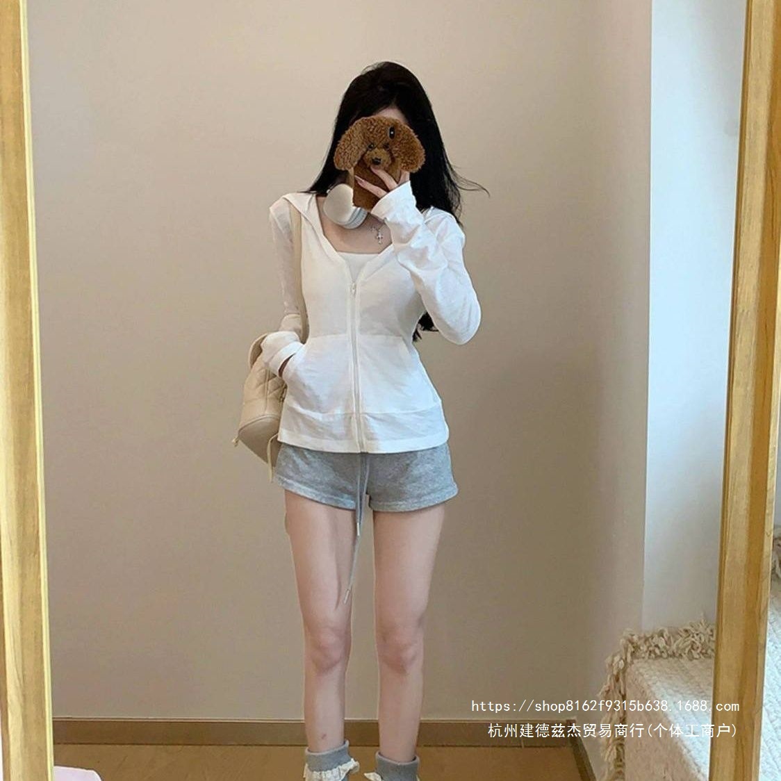 韩系学院风2026夏季连帽拉链长袖防晒服女百搭开衫外套夏季修身款