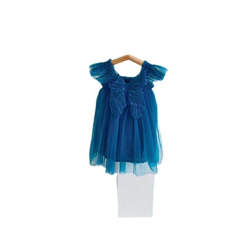 Butterfly wings girls' mesh dress 2022 summer new baby girl princess skirt fluffy skirt one piece for sale on a commission basis