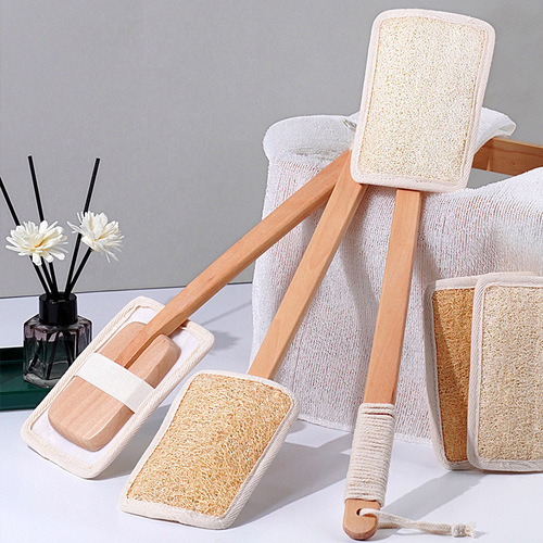 Long-handled loofah bath brush, bath and back rub artifact, bathroom cleaning supplies, bath towel, replaceable wooden handle bath brush