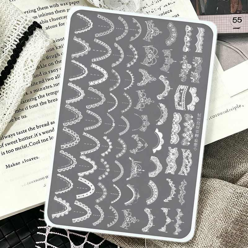 New Nail Art Printing Transfer Special Steel Plate Template Lace Edge French Nail Pattern Nail Art Steel Plate