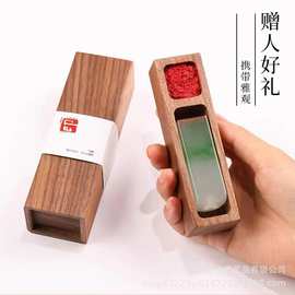 跨境木质印章盒私人印章印泥收纳盒办公用品印鉴包装盒毕业礼物