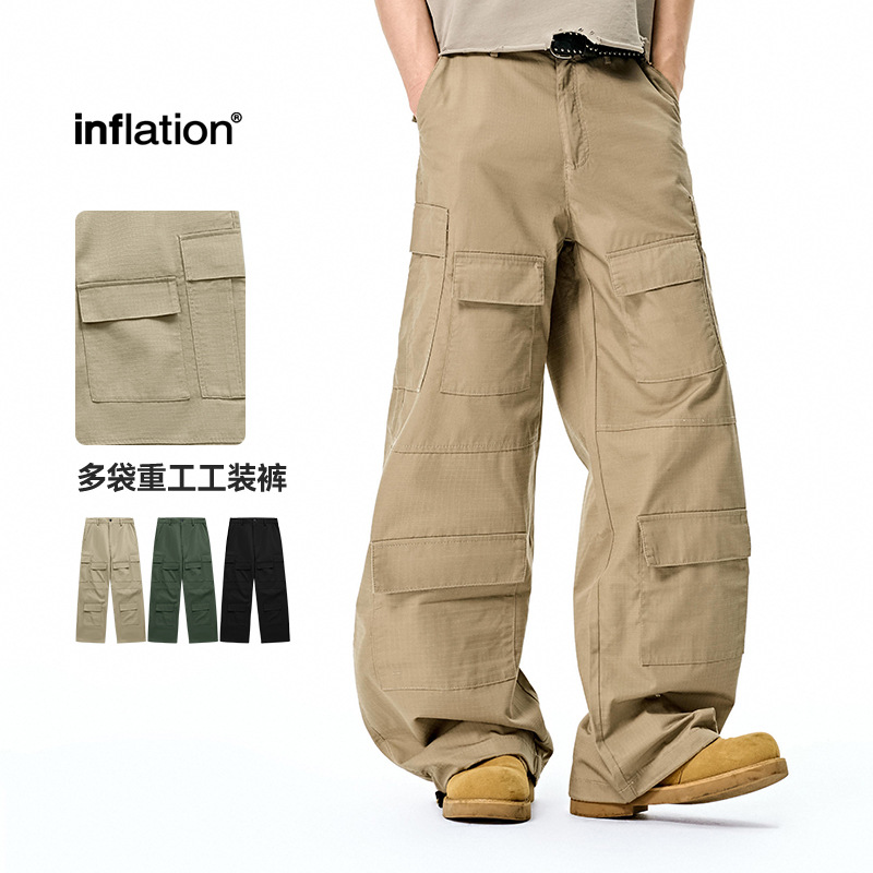 Jie Zhan Men's Clothing | Multi-Pocket Heavy-Duty Work Pants 26 Spring/Summer New American Street Style Wide-Leg Casual Trousers