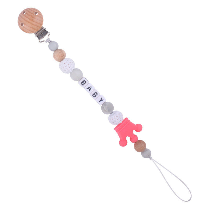 Bebé DIY creativo de dibujos animados corona de silicona calmante cadena juguete bebé nombre mordedor cadena de chupete cadena anti-caída
