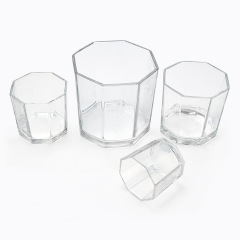 簡約創意八角形玻璃花瓶加厚玻璃綠蘿水培植物花瓶燭台裝飾擺件