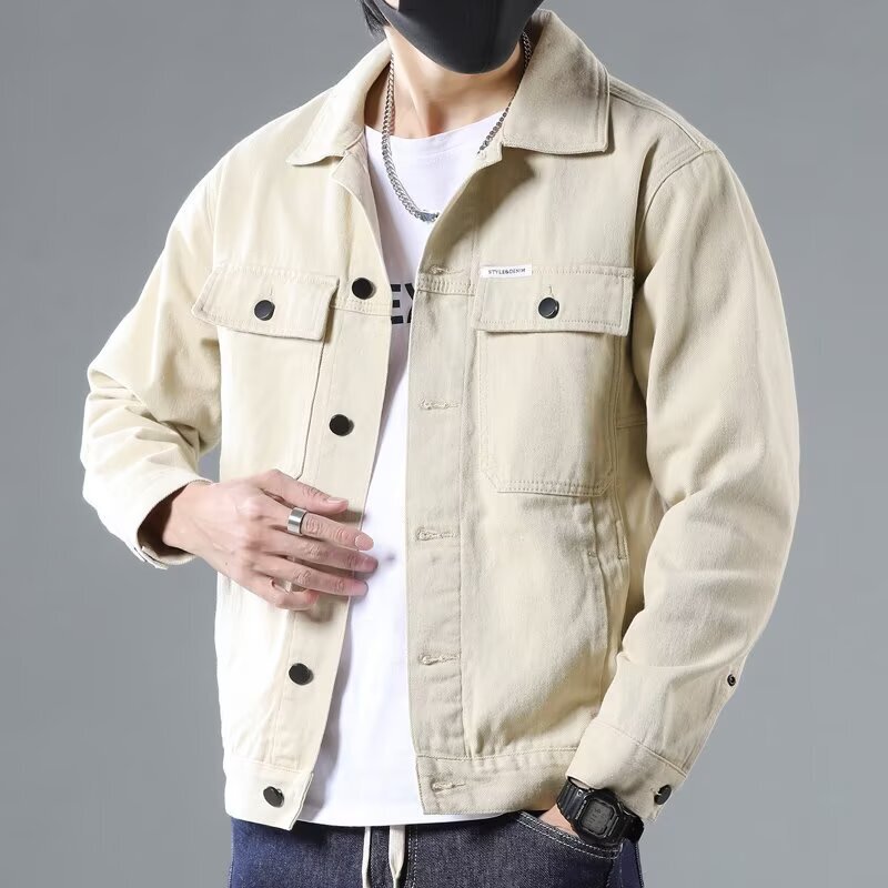 Spring New Arrival Denim Jacket Men's Fashion Brand Fashion Lapel Men's Top Workwear All-match Casual Jacket