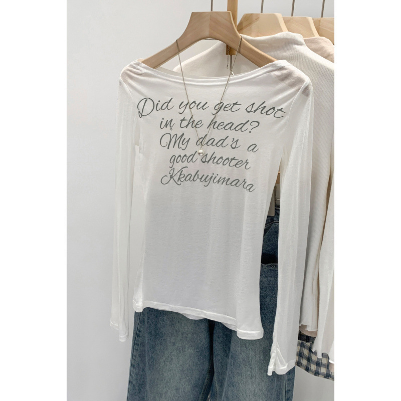 Brand Discount Lyocell Tencel Wool Thin Slightly See-Through Sun Protection Blouse Long-Sleeved T-Shirt for Women 2025 New Letters