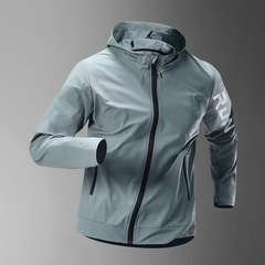 ランニングコート男春コート防風トレーニング春秋スポーツウェア防水防雨速乾アウトドアフード付きサイクリング